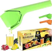 [Kikmik] Lemon Squeezer -2 Pcs CitrusEase Foldable Manual Fruit Juicer: Effortless Juicing with Space-Saving Ergonomics Design-Hand Squeeze with Sideways Pivot for Maximum Juice Yield-Green & Orange.