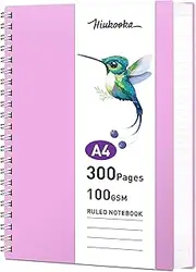 HIUKOOKA Spiral Notebook A4 - College Ruled Notebooks for work, 300 Pages Notebook Journal 8.5 x 11 inches, PVC Cover notebook 100gsm Thick Paper,Journals For Women Writing, Note Taking(Purple)