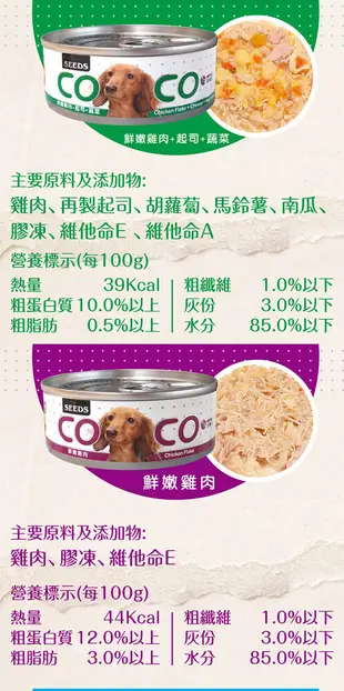 【SEEDS 惜時】COCO愛犬機能餐罐 80g 狗罐 狗罐頭 狗狗罐頭 惜時狗罐頭 雞肉 泰國 (10折)