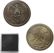 EYVRPAU 2pcs Yes No Challenge Coins Skull Pattern Stereo Embossed Antique Copper Commemorative Coins for Tossing Game Collectors (with Storage Box)