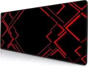 Armanza Large Mouse Pad Gaming, Black Extended Mousepad with Stitched Edges, Non-Slip Rubber Base Keyboard Mouse Mat Desk Pad for Work, Game, Office, Home, 31.5 x 11.8 in, Red Ray