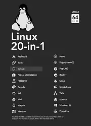 64GB - 20-In-1, Bootable USB Drive 3.2 for Linux & Windows 11, Zorin | Mint | Ka