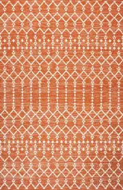 JONATHAN Y Ourika Moroccan Geometric Textured Weave Indoor/Outdoor Area Rug in Orange/cream at Nordstrom, Size 3Ft 0In X 5Ft 0In