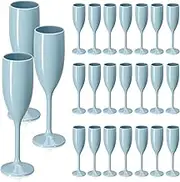 XUWAIDSGN Acrylic Champagne Flutes Toasting Glasses Unbreakable Mimosa Bar Glasses Reusable Wine Glasses Vintage Champagne Flutes Stemmed Drinking Cups 5.4 OZ for Christmas Birthday (24, Blue)