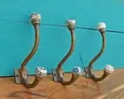 Vintage Ceramic Coat Hooks Hangers Antique Bronze Iron Wall Hooks Coat Rack Hook