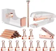 Rosegold Desk Accessory Kit,Set of Stapler, Staple Remover,1000Pcs Staples,Tape