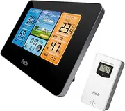 FJ3373 Multifunction Digital Weather Station LCD Alarm Clock Indoor Outdoor Weather Forecast Barometer Thermometer Hygrometer with Wireless Outdoor Sensor USB Power Cord