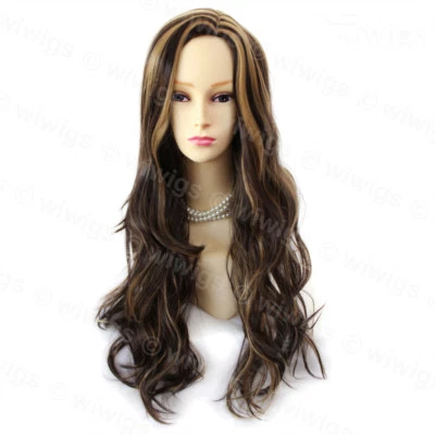 Wiwigs Fabulous Brown Mix Long Wavy Layered Skin Top Ladies Wig