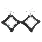 925 Sterling Silver Exotic Sono Wood Sterling Earrings, 1 7/16"