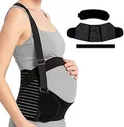 JZS Maternity Belt, Belly Band Pregnancy Support Maternity Belt Pregnancy Must Haves for Pregnant Women Supporting Abdomen, Waist, Pelvis & Back(Black)