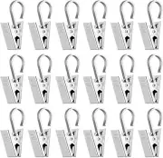 60x Stainless Steel Hanging Curtain Hook Clips for Curtain String Lights Photos