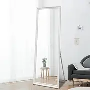 165x60cm Decorative Full Length Mirror with Plaster Accents - Freestanding or Wall Mounted for Bedroom, Entryway & Living Room Styling (Antique White)