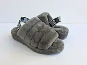 UGG FLUFF YEAH SLIDE CHARCOAL MOCASSIN SLIP ON SANDAL US 7 / EU 38 / UK 5