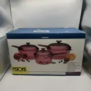 NOS Vintage Visions Cookware Cranberry Pyrex Visions Pans 6 Piece Set Purple