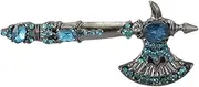 [A N KINGPiiN] Silver Axe-Shape With Blue Stone Detailing Lapel Pin Badge Coat Suit Wedding Gift Party Shirt Collar Accessories Brooch for Men ,A40