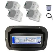 Dual Marine Radio, Spa Bezel,Adapter, Antenna,Wire, 4x 5.25" 400W White Speaker