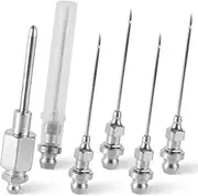 XIHIRCD 5pcs Grease Needle Nozzle, Bearing Grease Injector Needle with NPT Threaded Narrow Needle Adapter Grease Gun Tip Dispenser Fitting Tool for Injecting Grease into Small and Confined Spaces