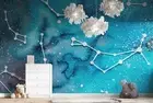 3D Constellation Blue Self-adhesive Removeable Wallpaper Wall Mural