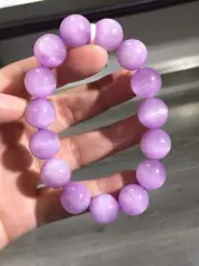 15mm Genuine Natural Purple Kunzite Crystal Round Beads Bracelet AAA