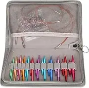 Circular Knitting Needles Set with Ergonomic Handle, 3 to 8mm Assorted Colors Interchangeable Circular Knitting Needles Set with Storage Bag for Sewing and Knitting Projects