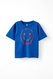 [Cotton On Kids] Cotton On Kids - Jonny Short Sleeve Graphic Print Tee - Harbour blue/chilli pumpkin smiley face 5 HARBOUR BLUE/CHILLI PUMPKIN SMILEY FACE