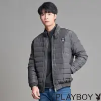 在飛比找momo購物網優惠-【PLAYBOY】盾牌LOGO印花羽絨外套(黑色)