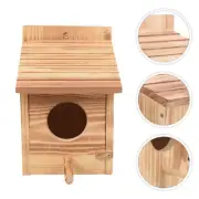 Wooden Cage Bird House Workout Squirrel Nesting Box for Breeding Home Bird Decor