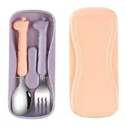 1 Set Kids Cutlery Set with Storage Case Educational Infant Food Feeding Spoon