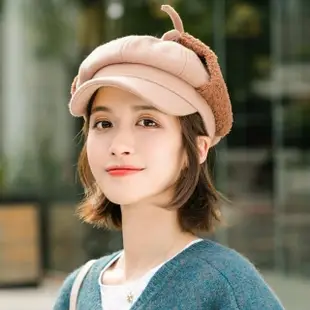 【Acorn 橡果】韓系護耳保暖畫家帽鴨舌帽貝蕾帽棒球帽八角帽1838(卡其)
