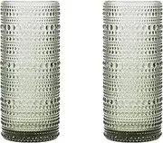 Fortessa Jupiter Hobnail Glass, 11 Ounce Collins/High Ball (Set of 2), Smoke Gray