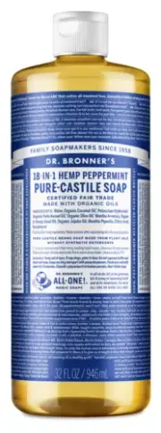 Dr. Bronner's Pure-Castile Liquid Soap – Peppermint – 32 oz (2 Pounds)