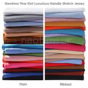 Ribbed Knit Fabric Jersey Stretch Material Plain and Rib Pattern to Mix & Match