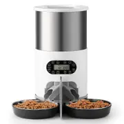 YES4PETS 4.5L Dual Power Supply Automatic Digital Pet Dog Cat Double Feeder Food Stainless Steel Bowls Dispenser