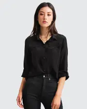[Belle & Bloom] Eclipse Rolled Sleeve Blouse - Black