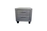 Bedside Table 2 drawers Night Stand Upholstery Fabric Storage in Light Grey Colour