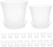 TOYANDONA 24pcs Clear Nursery Pots with Drainage Holes and Saucers for Flower Plants Orchids Herbs and Succulents of Each