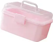 Generic Hair Accessories Storage Case,Lockable Pink Multipurpose Stackable with Handle Dustproof Cosmetics Container Box for Jewelry Kids Girls, 2 Layers M, as described