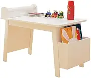 Kids Wooden Art Desk, 3-in-1 Toddler Furniture Art Table with Drawing Paper Rack and Storage Box, Environmentally UV Waterborne Paint, for Painting Reading