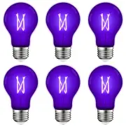 Luxrite A19 UV LED Black Light Bulb 6W Enclosed Fixture Rated E26 6-Pack