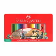 Faber-Castell 60 Classic Colour Pencil Sketch Set Tin Sharpener Eraser Drawing