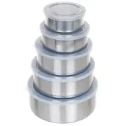 5-Piece Stainless Steel Nesting Bowl Set with Airtight Lids for Food Storage