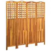 vidaXL Solid Acacia Wood 4-Panel Room Divider Panel Decorative Privacy Screen