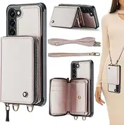[ELEPIK] for Galaxy S23 Plus Case, S23 Plus Wallet Case with Card Holder, Detachable & Adjustable Crossbody Strap, Durable PU Leather Wallet Phone Case for Samsung Galaxy S23 Plus, Fashion Pink