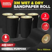 3 Rolls Sandpaper Rolls Wet & Dry Use 400 Grit Cut To Size 3m Handy Hardware® AU