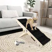 Okydoky Small Dog Ramp, Adjustable Portable Folding Wooden Pet Ramp, 32" Long with Non-Slip Traction Mat, Adjustable from 9" to 17.5", Dog Climbing Ladder for Sofa,Couch,Car(Black) NO.LGPT3