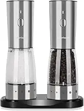 Electric Salt and Pepper Grinder Set, Large Capacity 5.3oz Salt and Pepper Grinder Set with Adjustable Coarseness, Rechargeable Electric Pepper Grinder