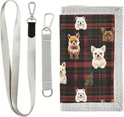 [Yoogain] Christmas Tyle Plaids Cute Dogs credit card wallet cool gifts cool tri fold wallet for men with lanyard, christmas tyle plaids cute dogs, 1 size, Fashion
