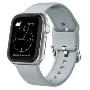 For Apple Watch Series 3,42-mm Case,Pin Buckle Silicone Watch Band,Light Grey