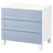 PLATSA chest of 3 drawers, white/Sannidal blue, 80x57x73 cm