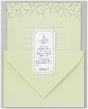 Midori 86316006 Letter Set, Flower Washi Paper, Green
